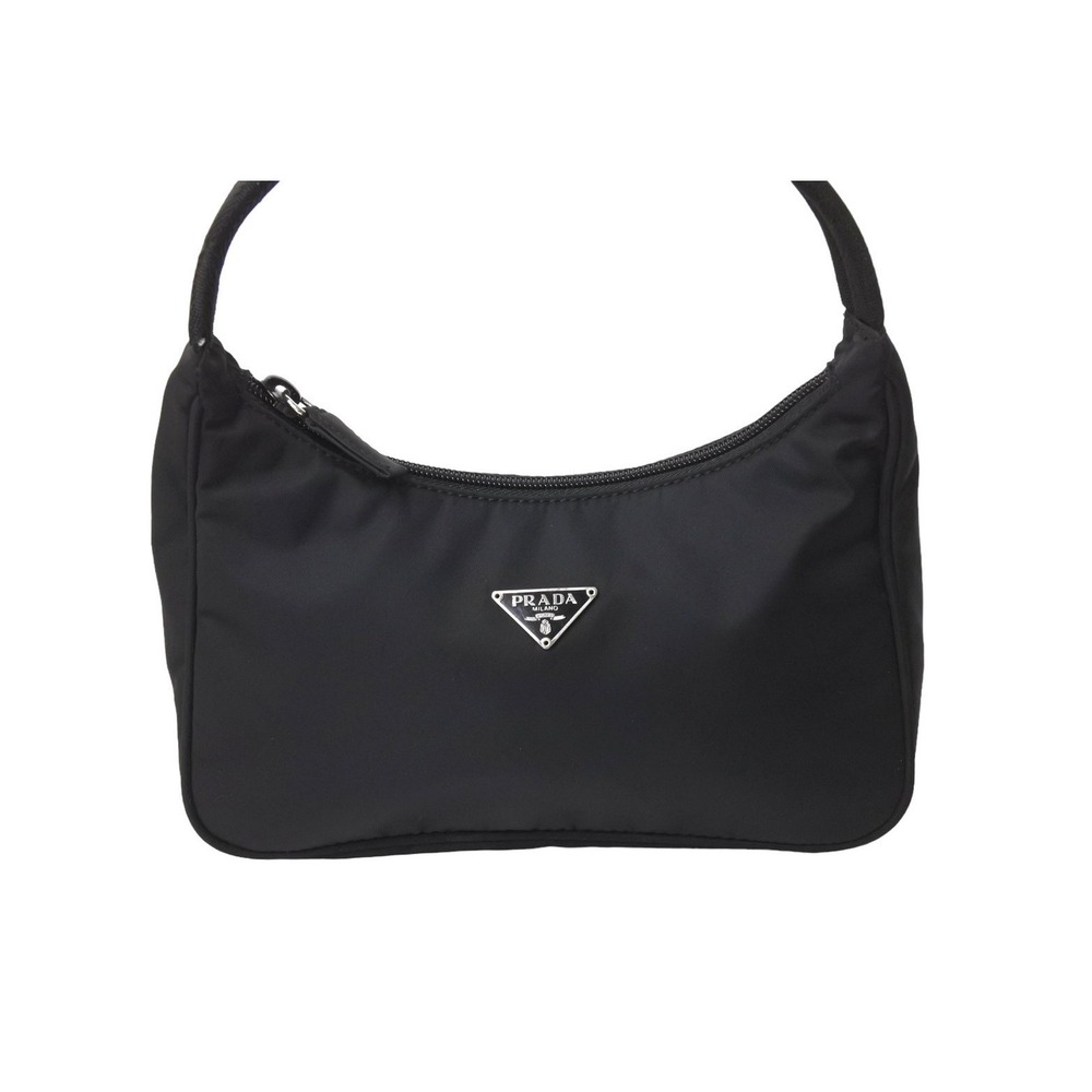 PRADA Hobo One Shoulder Hobo Bag Handbag Triangle Logo Black - Picture 2 of 8